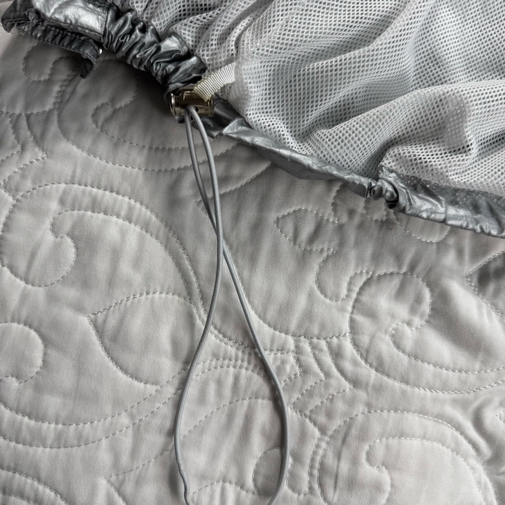 Ralph Lauren Silver‎ Foil Metallic Hooded Full Zip Windbreaker Women's Large EUC - Picture 8 of 11